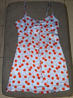 Cherry Print Spaghetti Strap Slip Dress